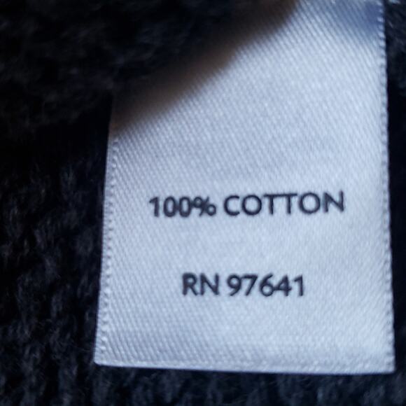 J. Jill Cotton Chunky Knit V Neck Gray Ruffle Seam Cardigan Sweater Medium - Picture 12 of 12